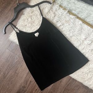 A new day medium black velvet tank top spaghetti strap adjustable v neck